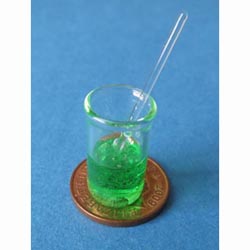 Green filled Glass Lab Beaker with Stiring Rod